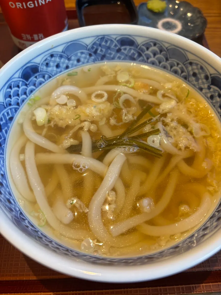 Cold udon set served together with tonkatsu