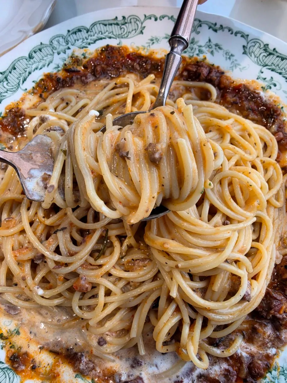 Darak Rosé Pasta noodles mixed with meat sauce