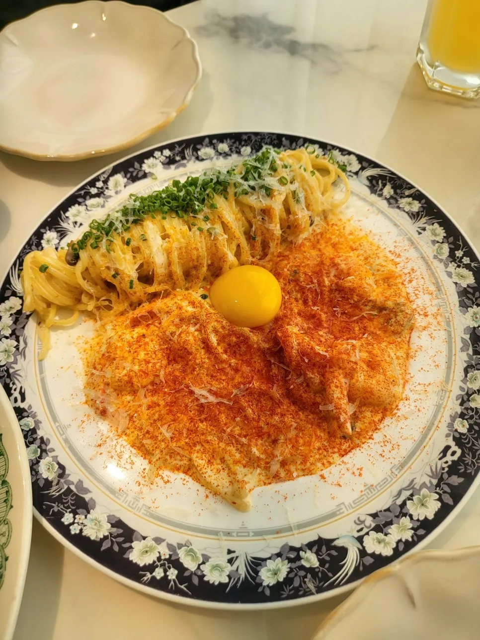 A plate of Spicy Cream Pasta at Seongsu Darak