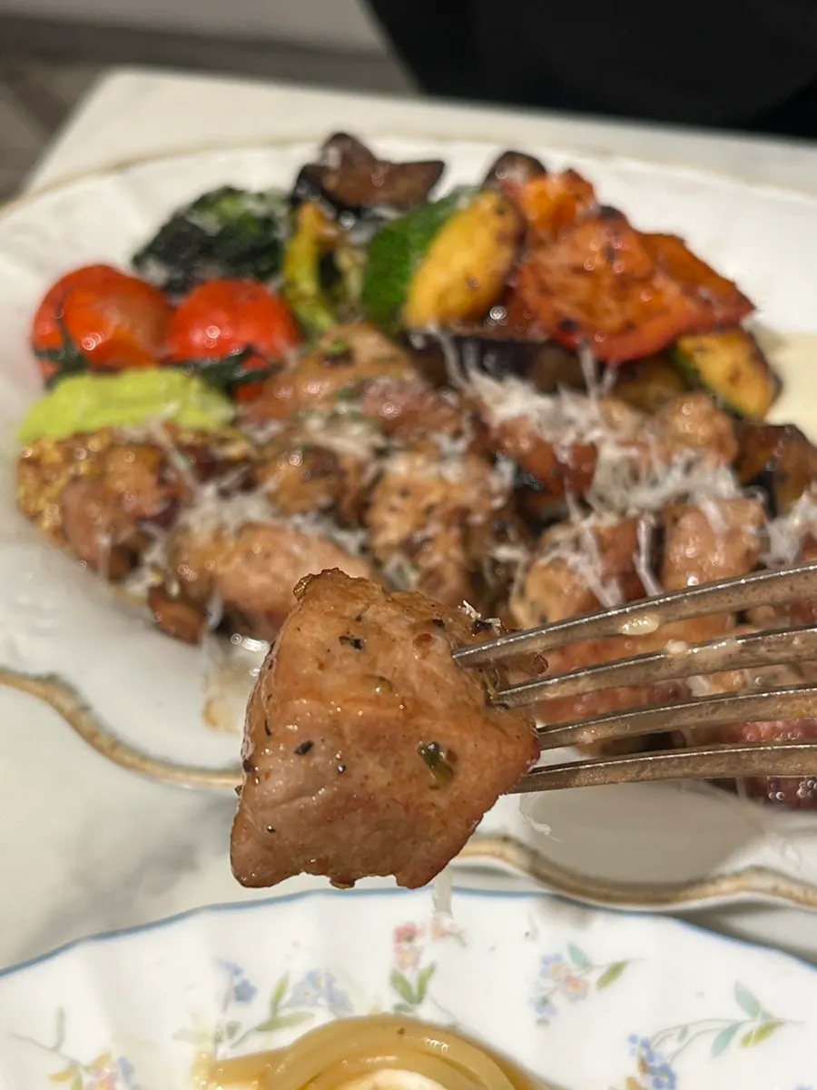Mashed potato served alongside the pork shoulder steak
