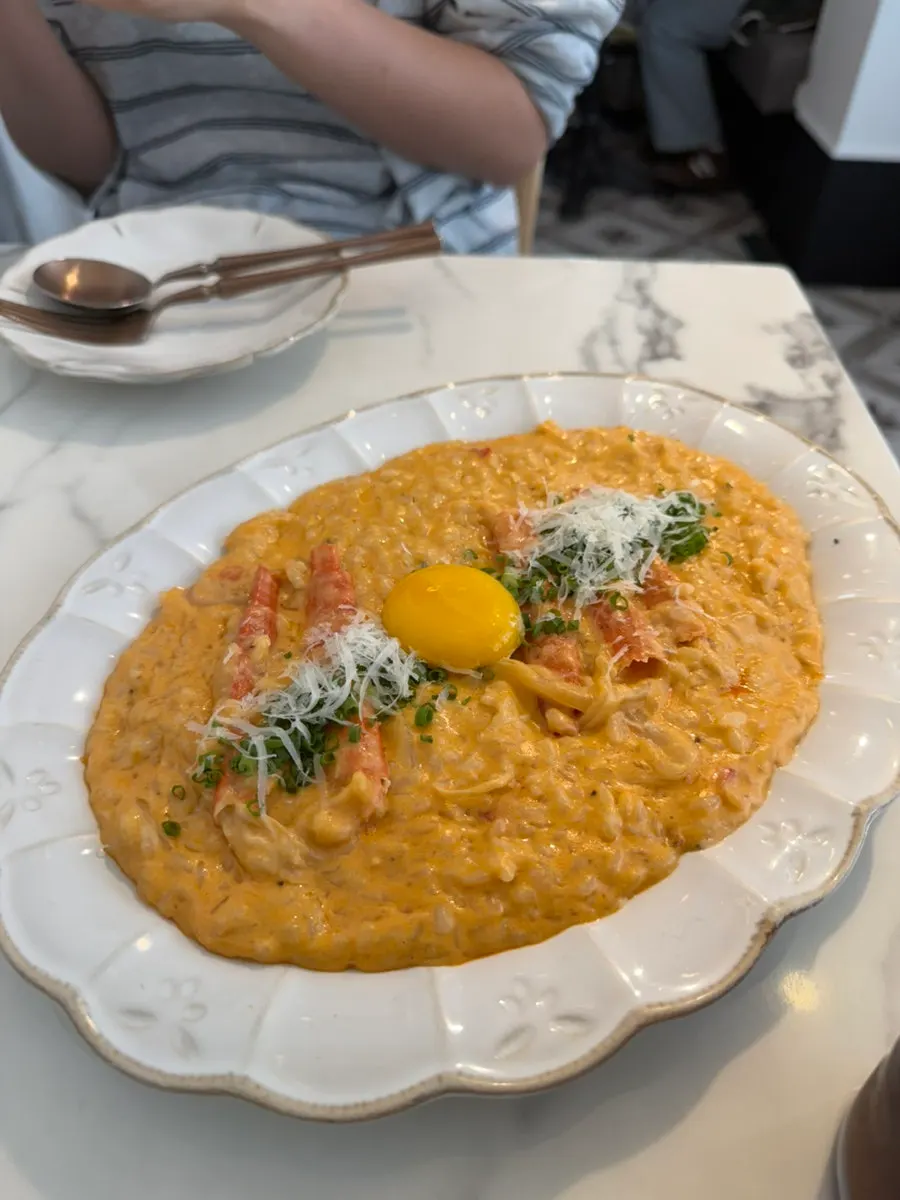 A creamy spoonful of the spicy crab risotto