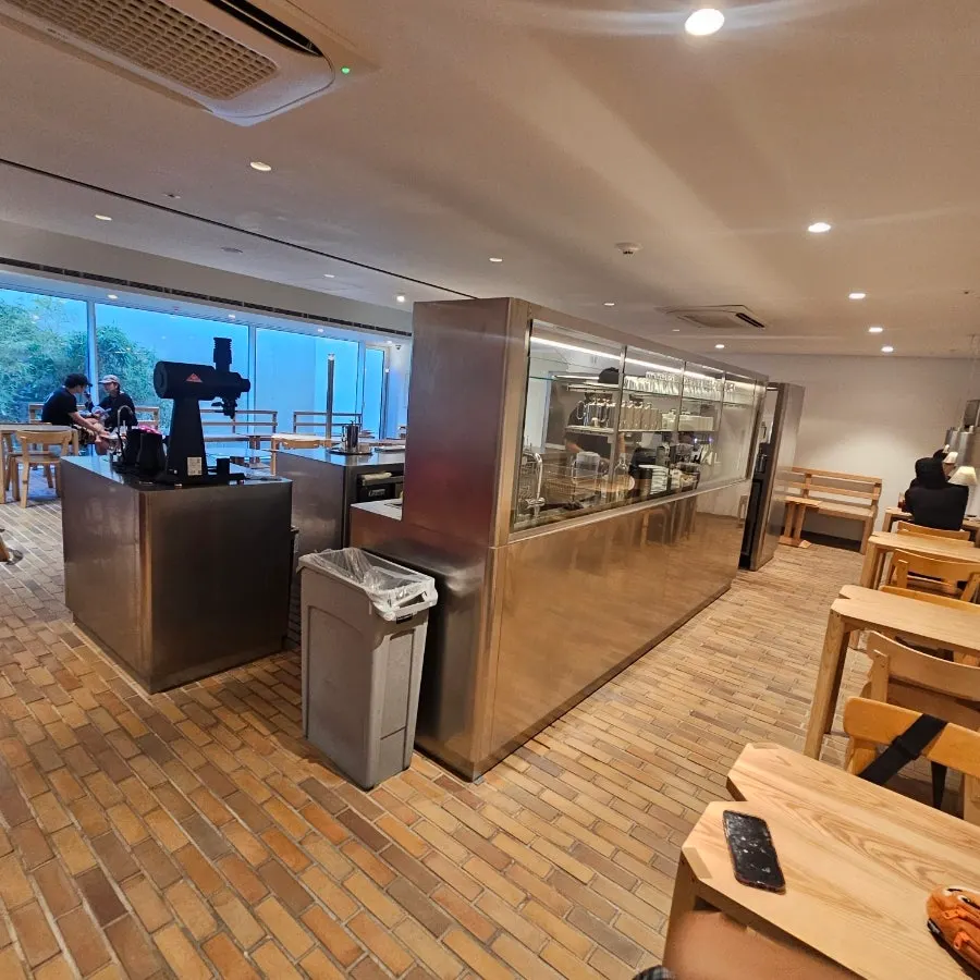 T Coffee's stainless steel open kitchen