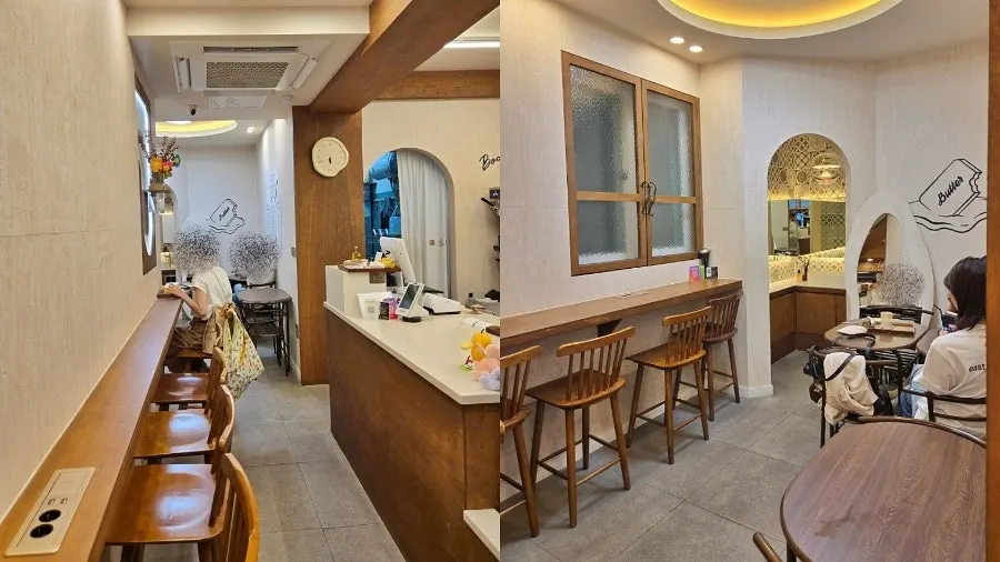 이른 저녁 은은한 조명이 켜진 매장 전경
