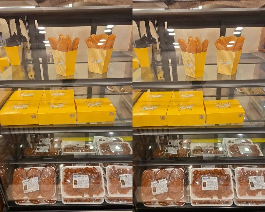 포장 메뉴가 진열된 매장 코너