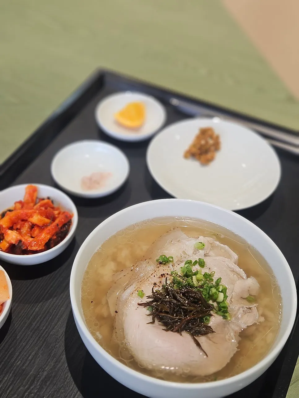 Clear gomtang broth and meat