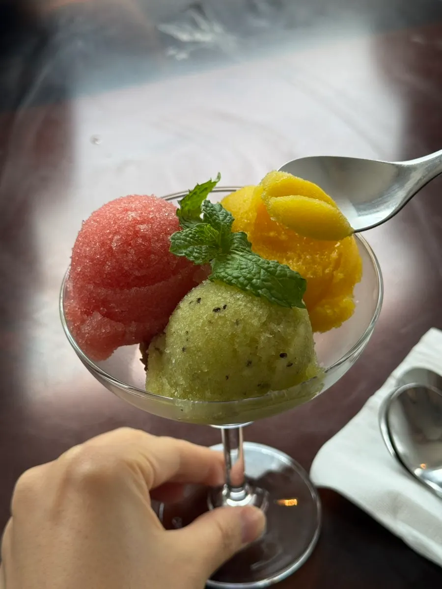 Lunch-course sorbet ice cream