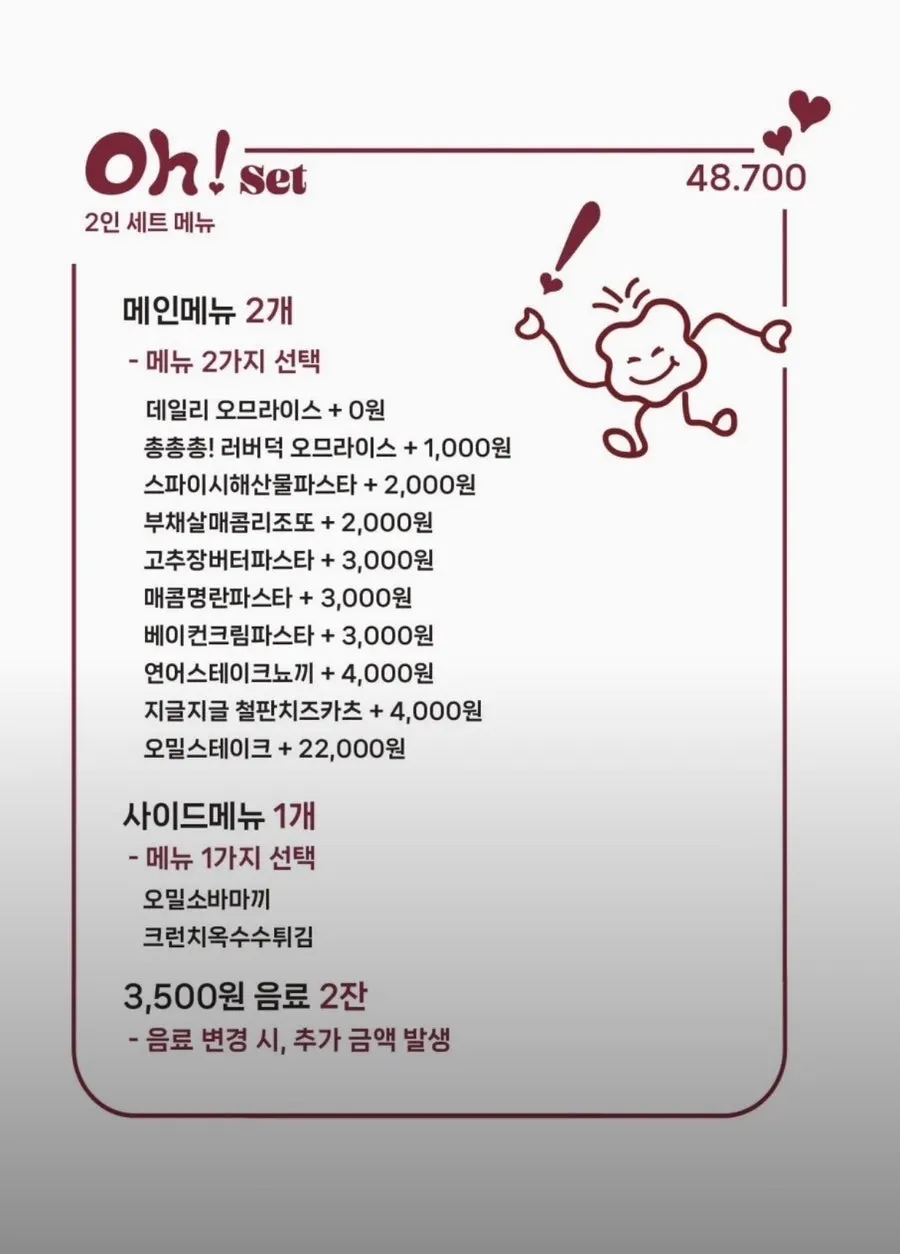 Omil Seongsu menu selection guide