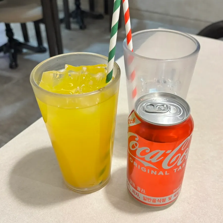 Orange juice and cola
