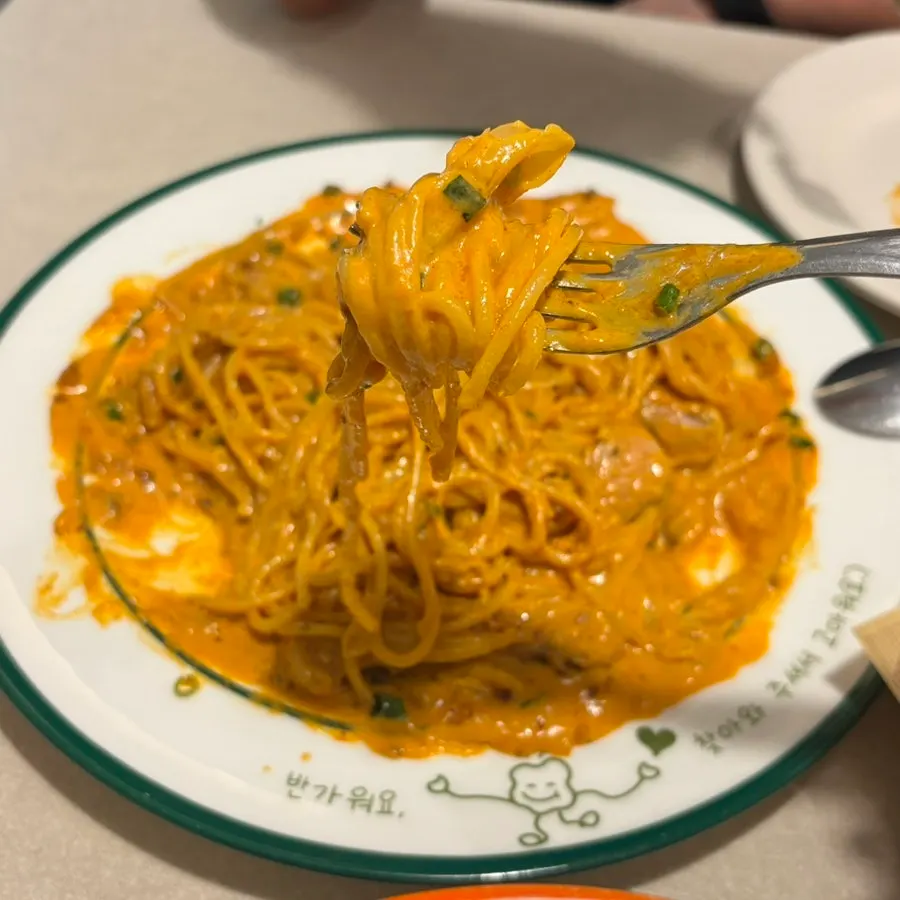 Gochujang butter pasta and sous-vide pork neck