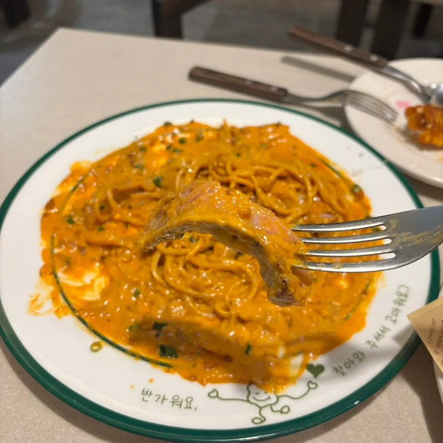 Tender sous-vide pork neck pasta