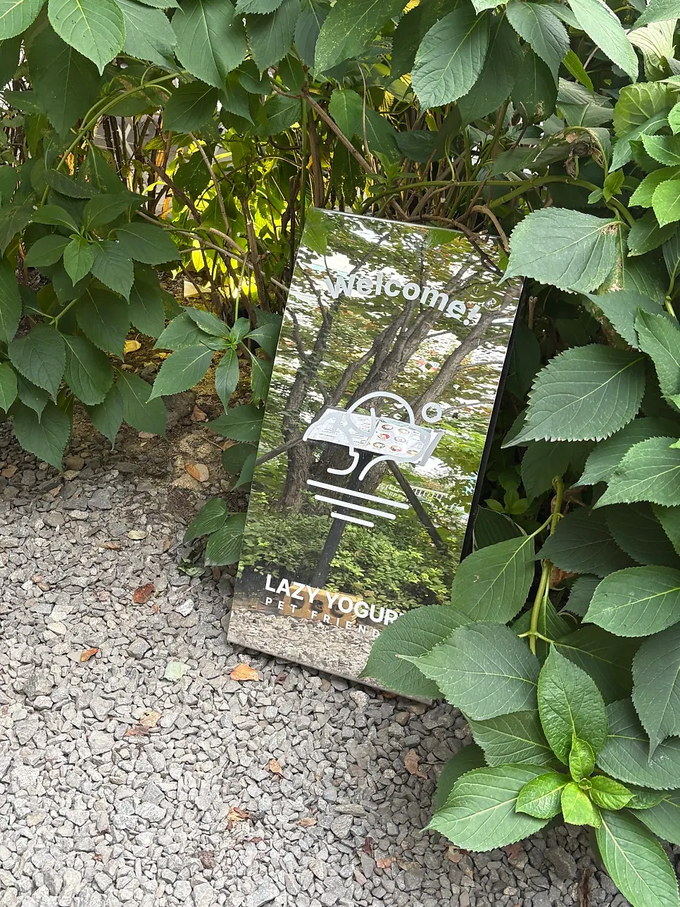 Outdoor seating atmosphere at Lazy Yogurt Seongsu