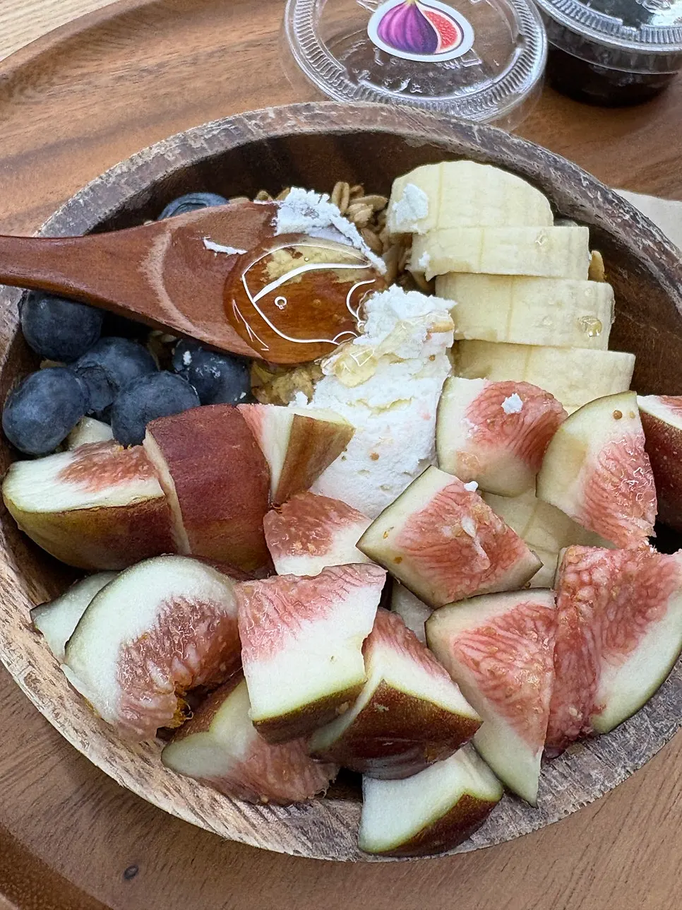 Plain Greek yogurt topped with figs
