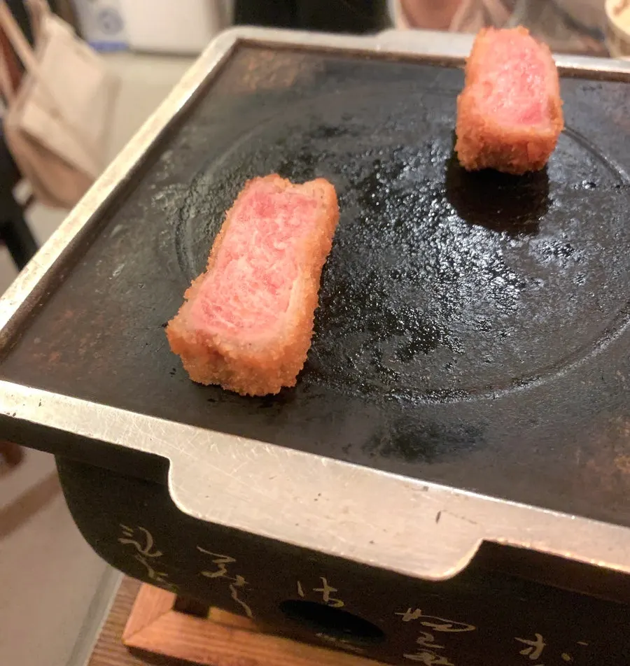 The tenderloin gyukatsu set served with rice and miso soup