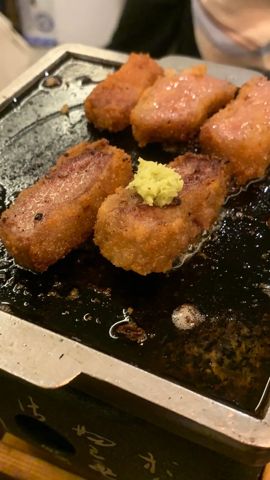 Gyukatsu turned golden brown after grilling in butter