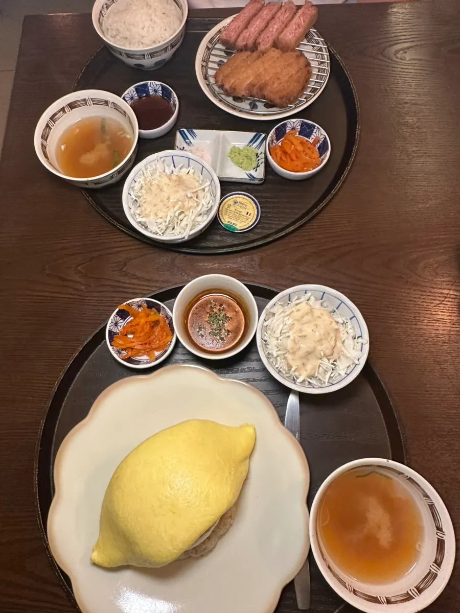 Ordered sirloin beef katsu and Brie cheese omurice