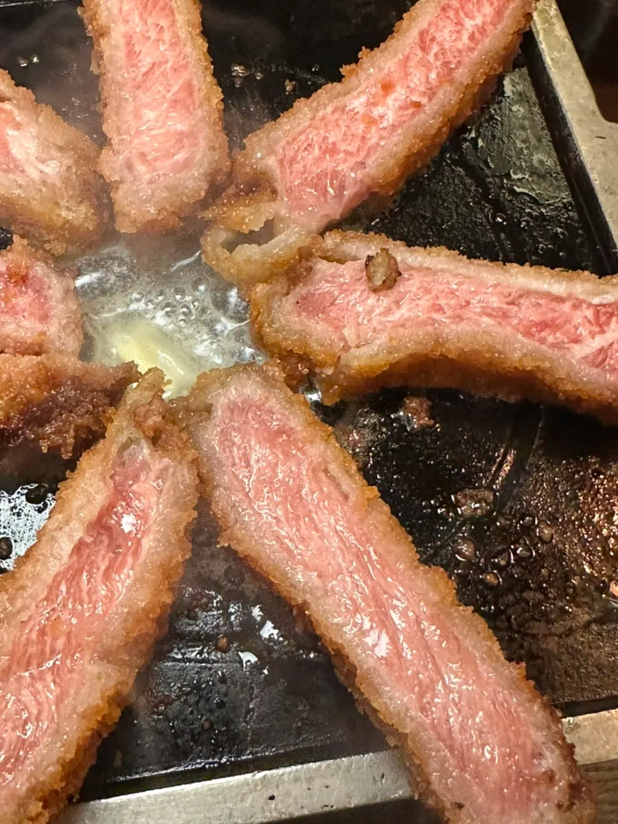 Sirloin beef katsu placed with butter