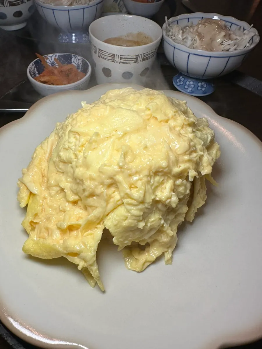 Brie cheese omurice cut open