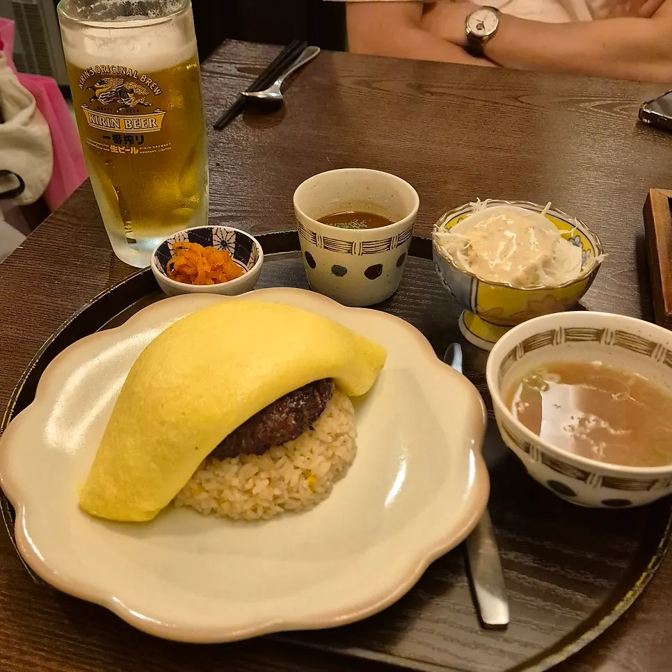 Ordered hamburg omelet rice and tenderloin beef cutlet