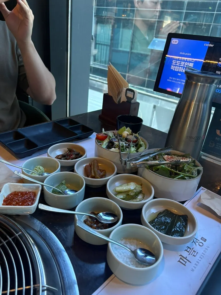 Korean beef meal side dishes and sauces