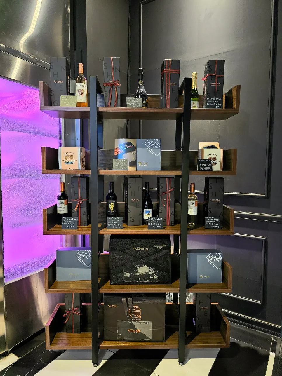 Wet-aging beef display case at the entrance