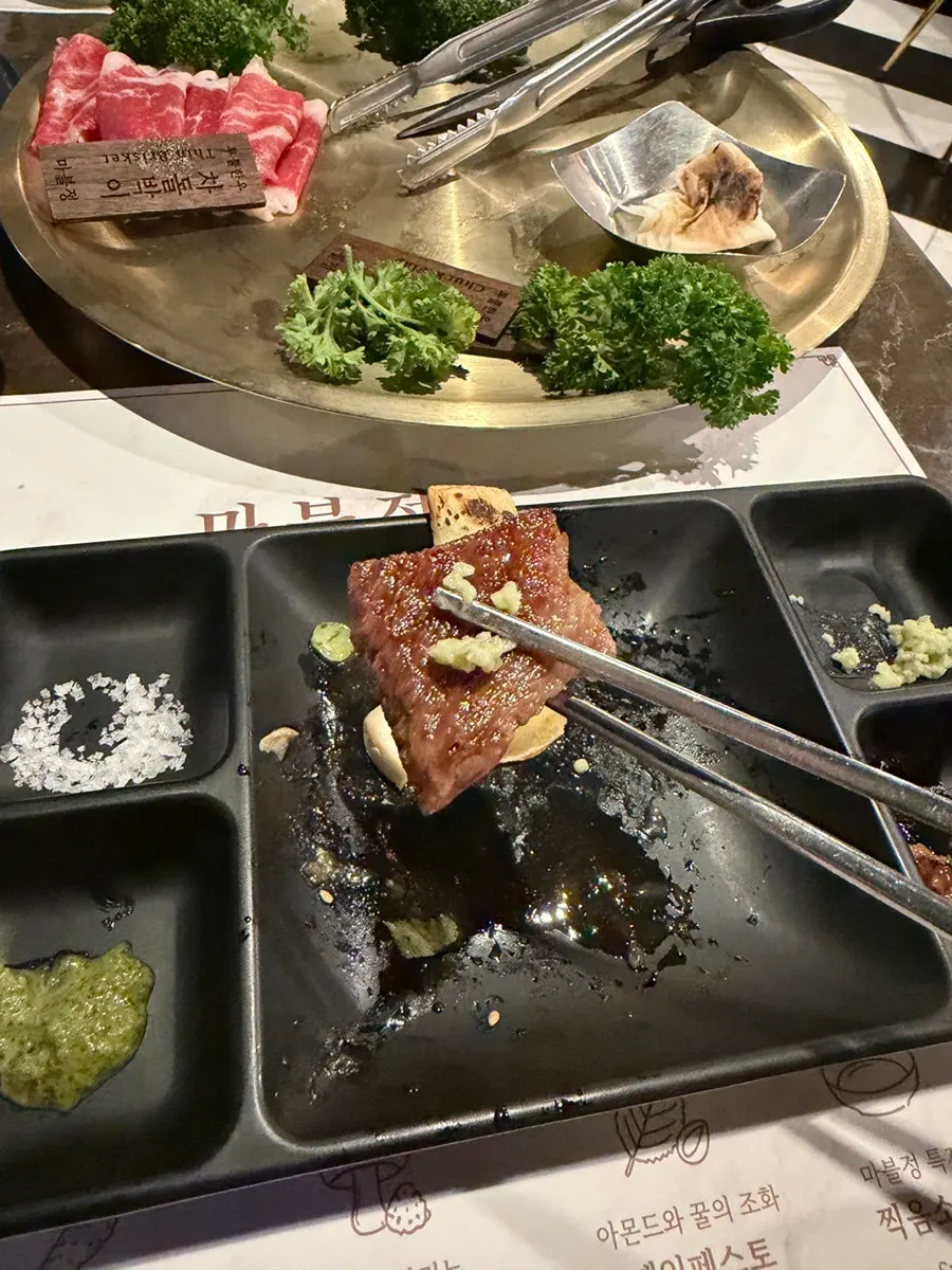 Grilled grade 1++ beef chuck flap