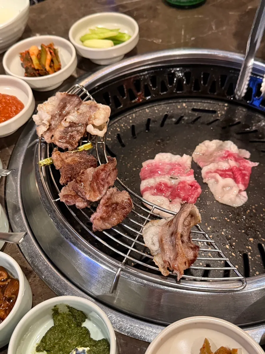 Korean beef rib finger grilling on the grill