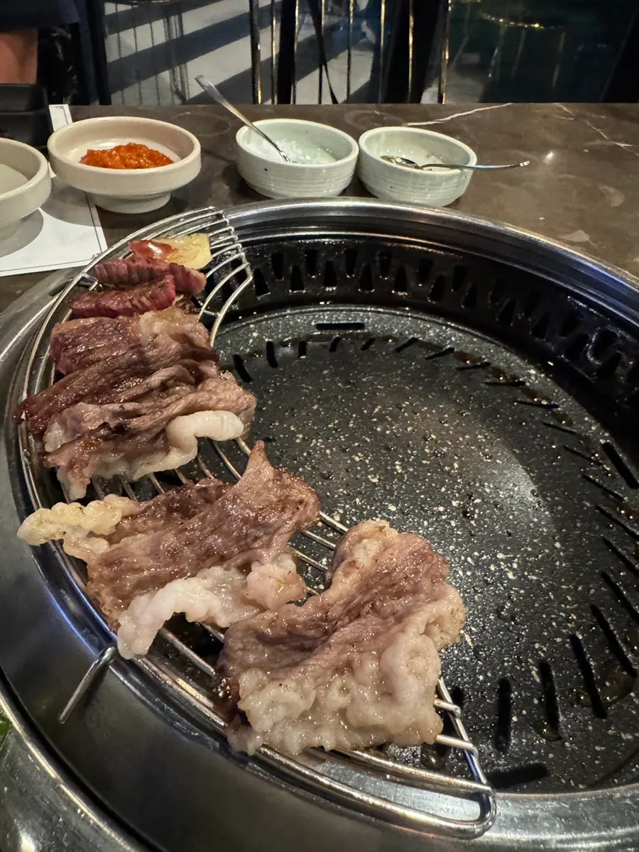 Final plate of Marblejeong's Korean beef mixed grill