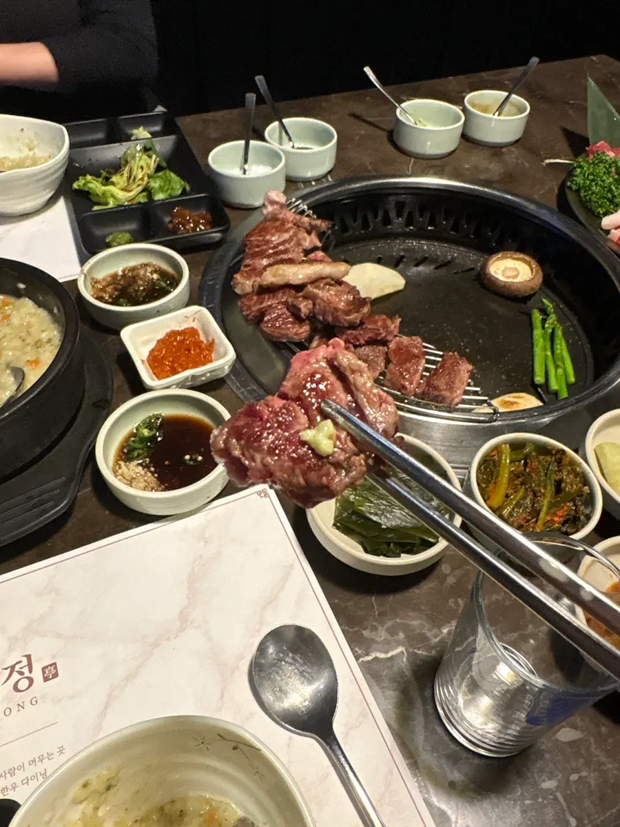 A grilled piece of Korean beef sirloin