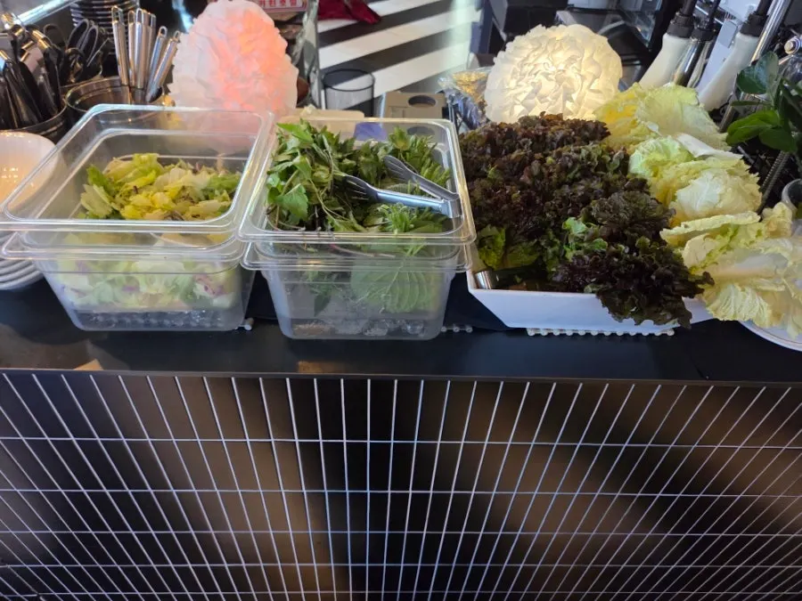 Table set with self-bar side dishes