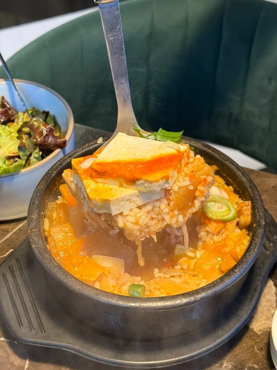 A spoonful of doenjang-suljibap with tofu