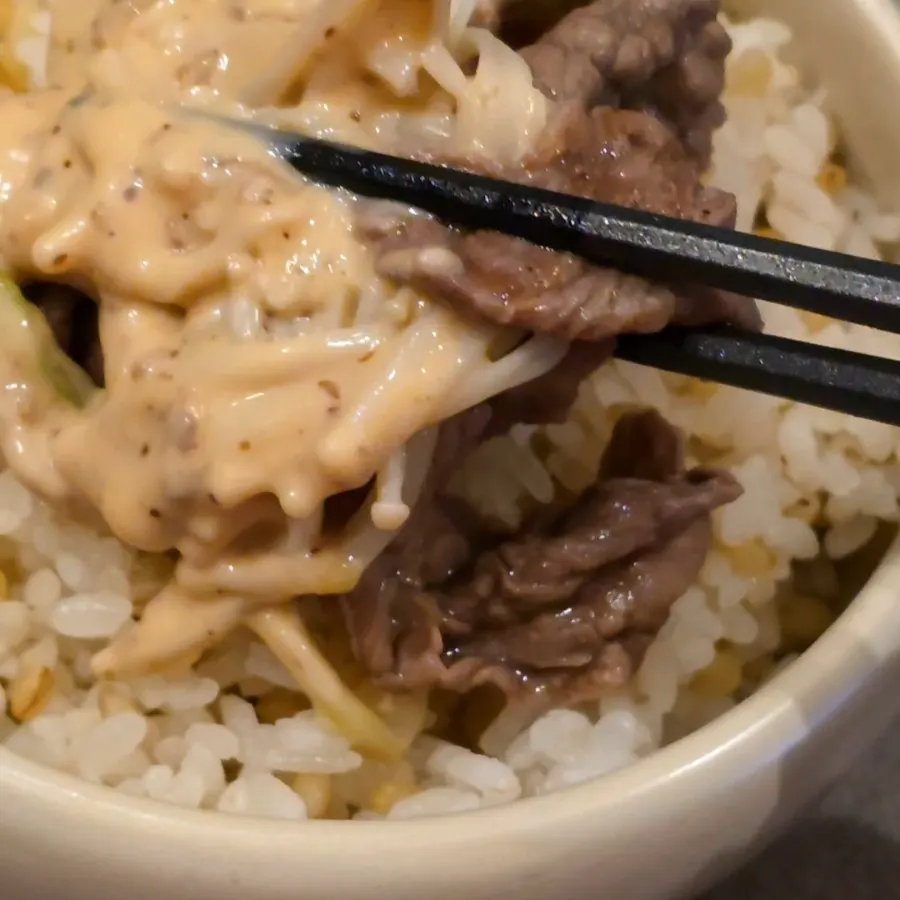 Hanwoo shabu beef on rice
