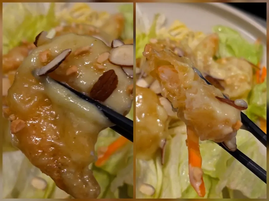 Plump shrimp with cream sauce