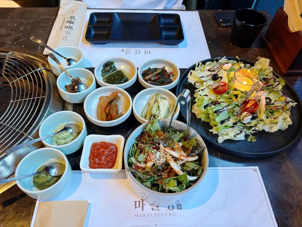 Salad plating with a lit candle