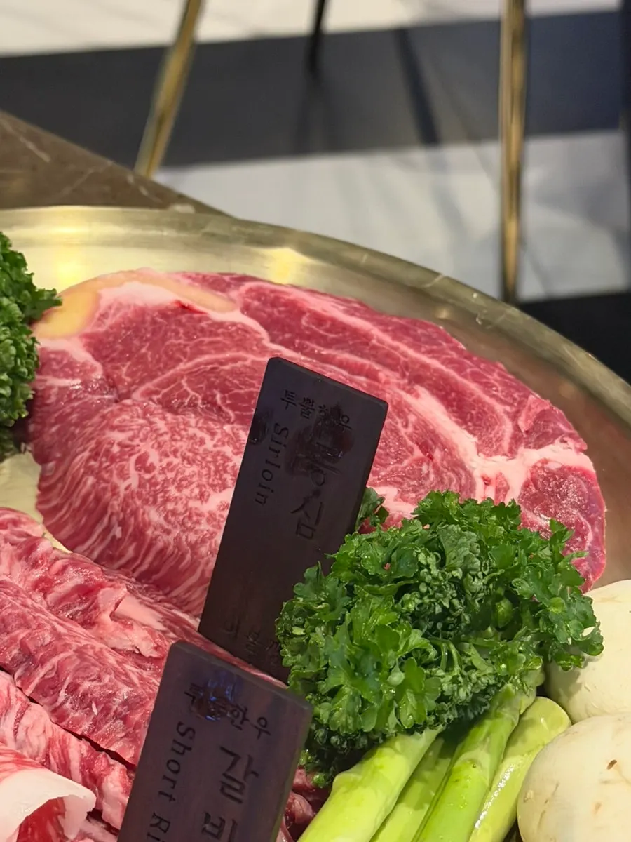 The three cuts: sirloin, galbisal, and chadolbagi