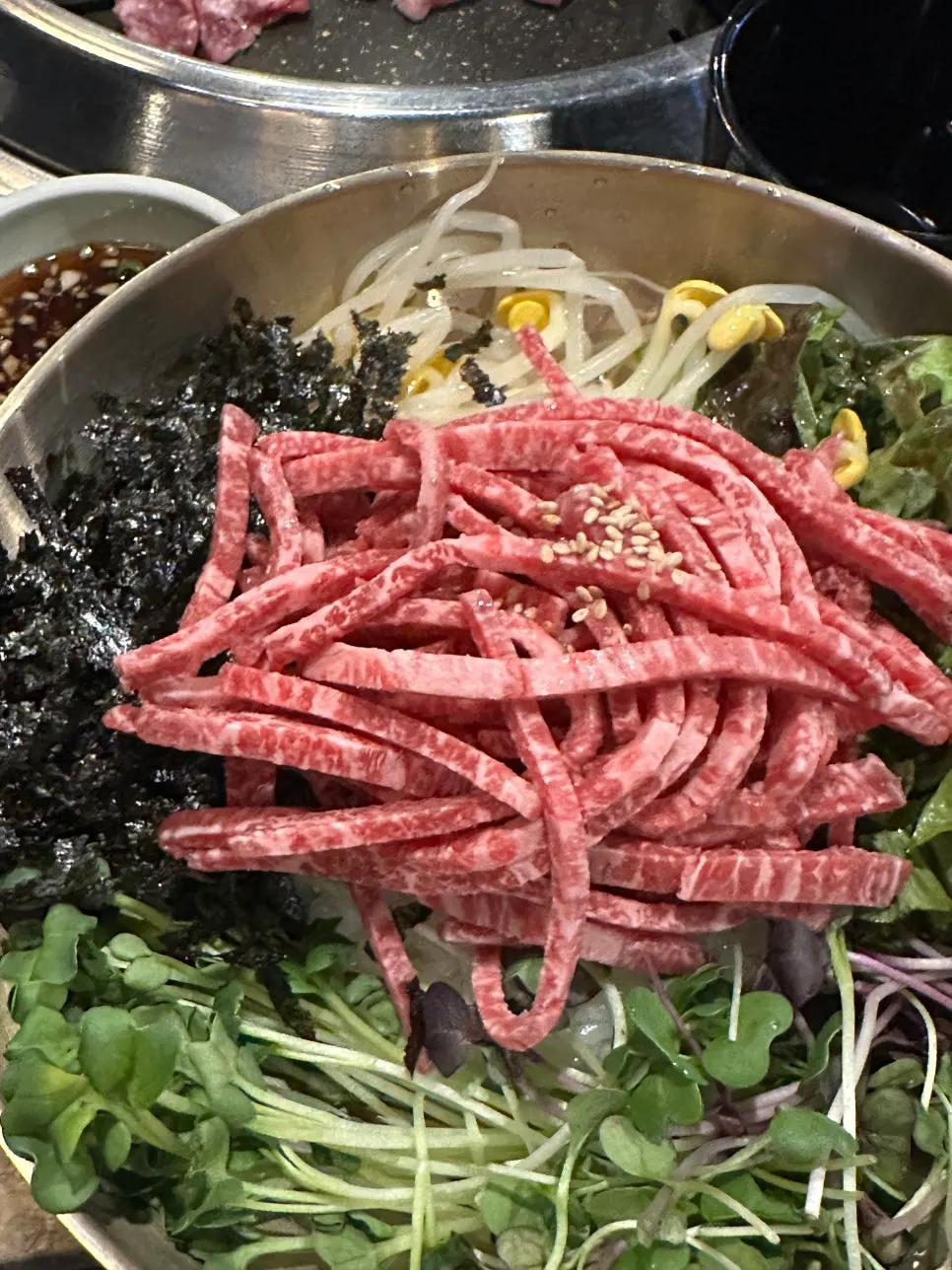 Ordered Korean beef yukhoe bibimbap