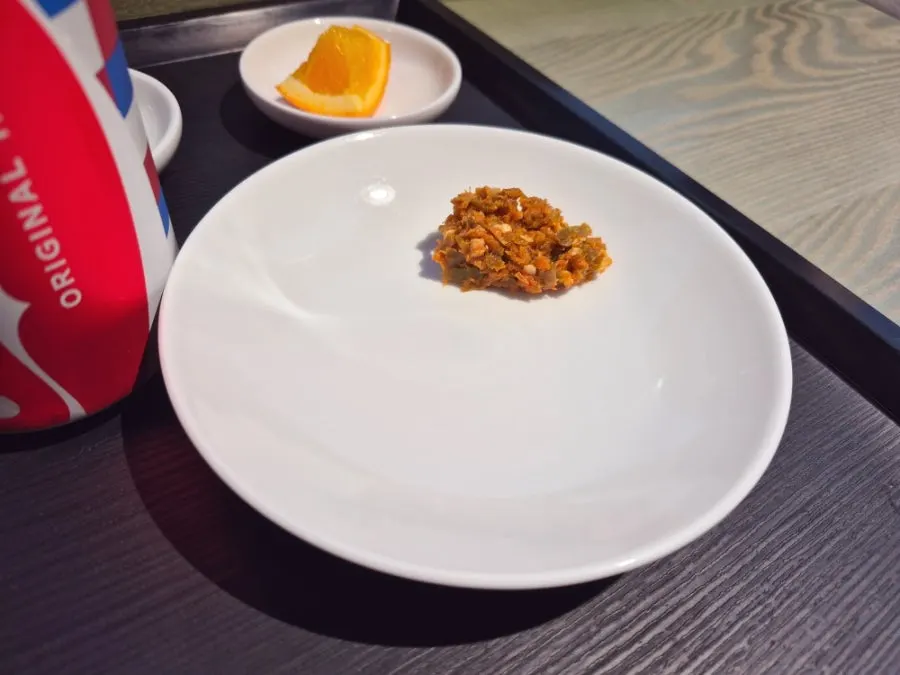 Herring roe and dried radish side dish at Dwaeji Gomtang House
