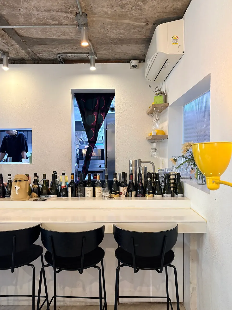 Bar table seating, great for a daytime glass of wine