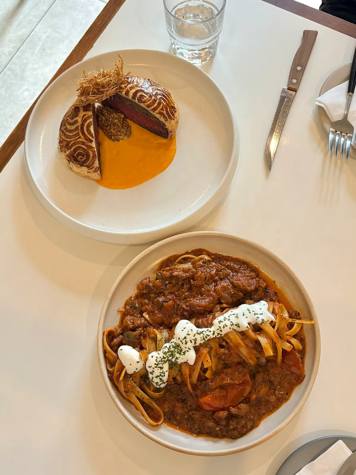 Ragu pasta served in a large bowl