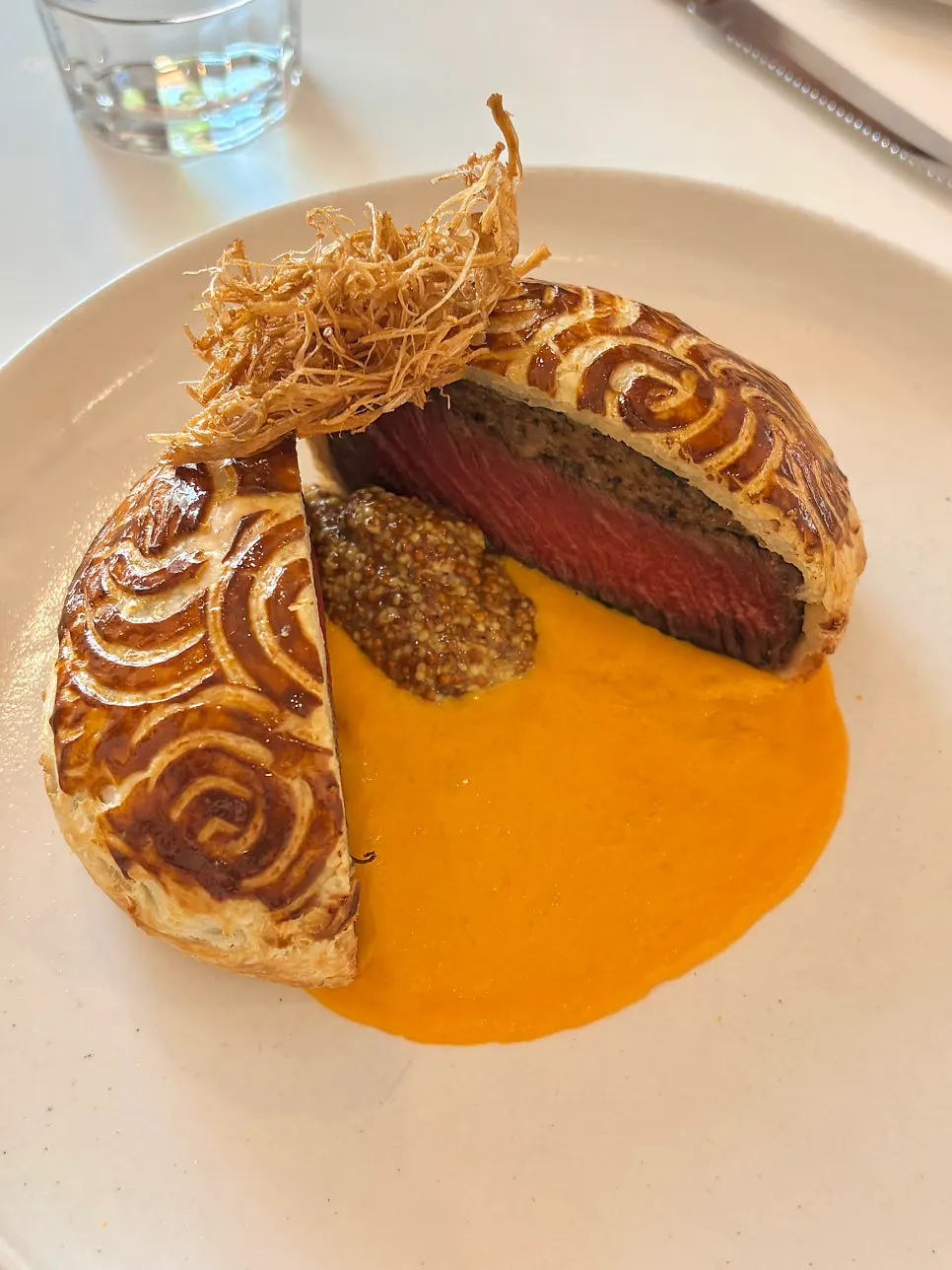 Beautifully plated beef Wellington