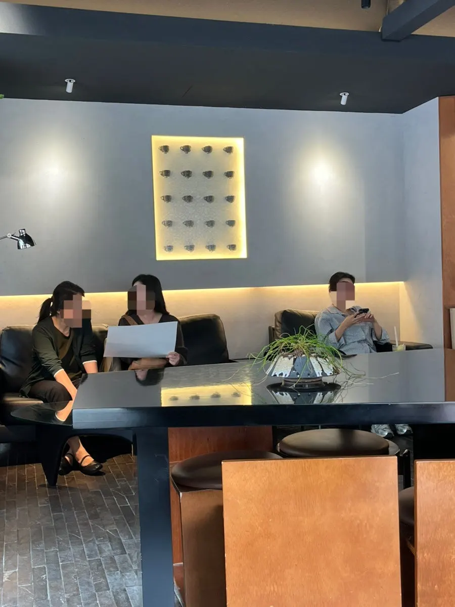 Café seating lit by natural light