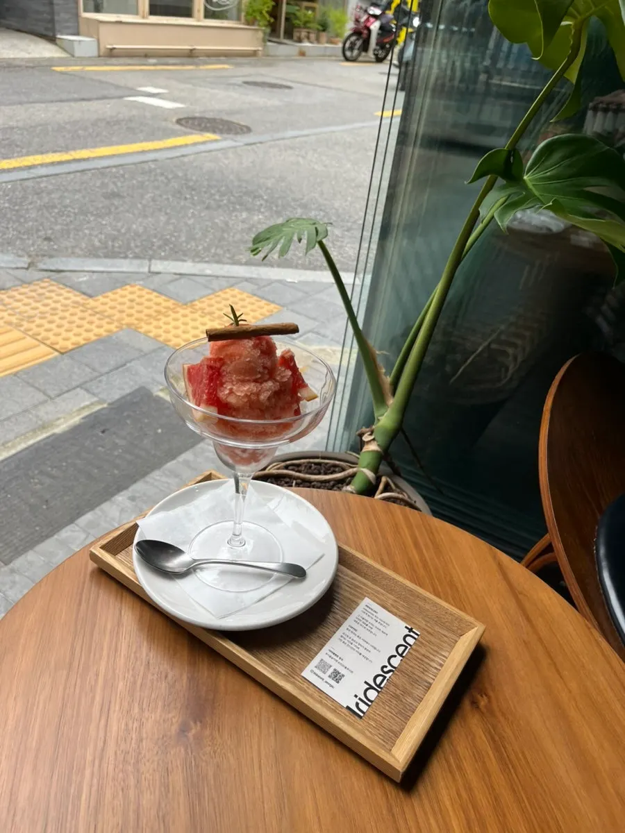 Cinnamon grapefruit granita set on the table