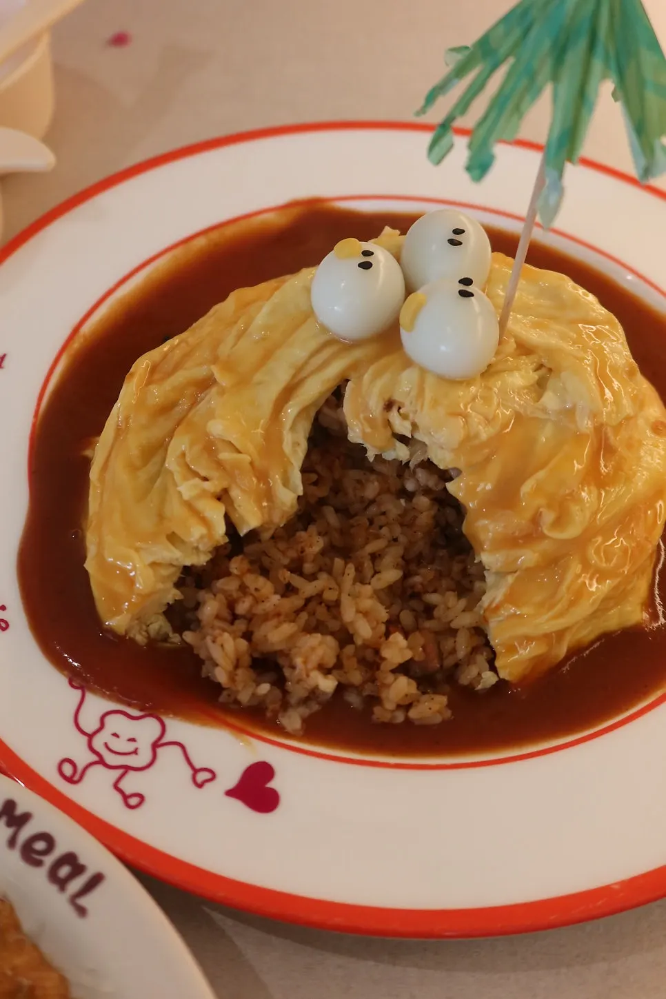Enjoying a meal with a child