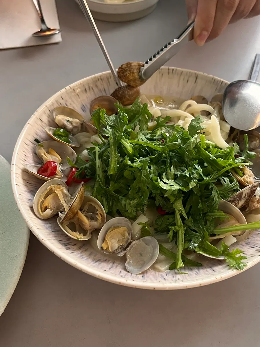 Table setting with three dinner dishes