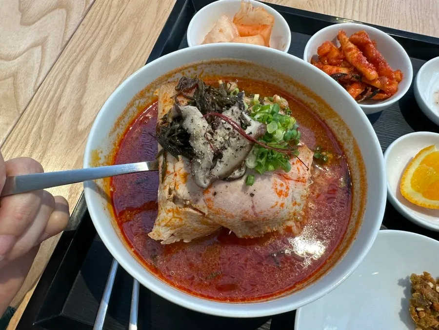 A meal of broth and rice together
