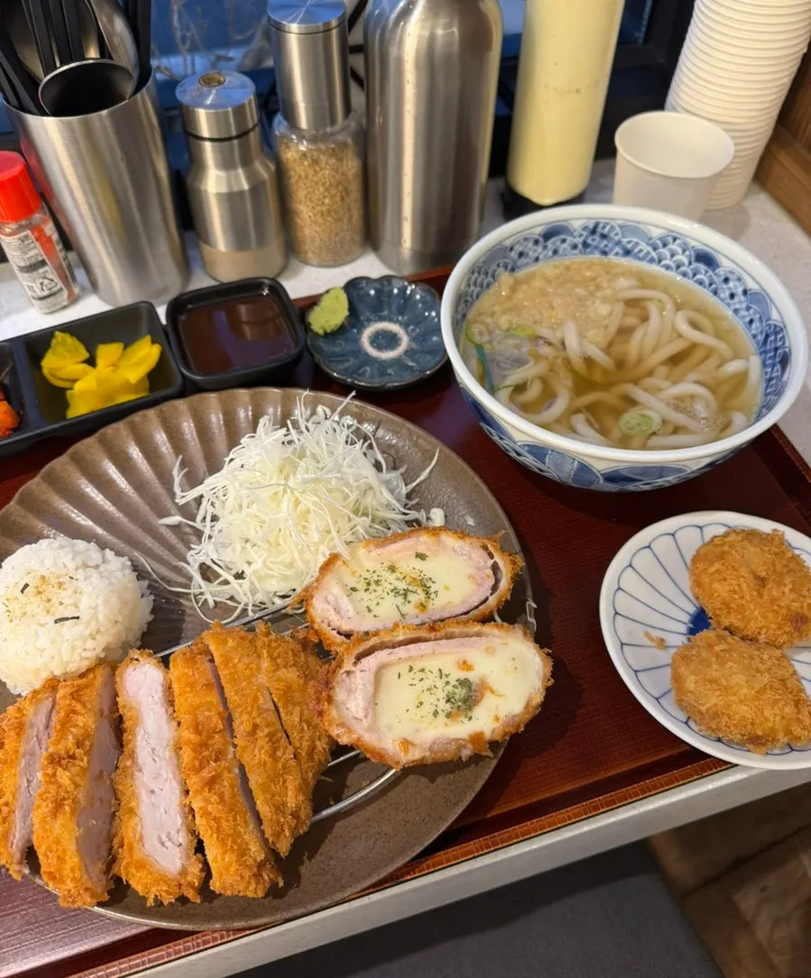 Half-and-half katsu with side dishes
