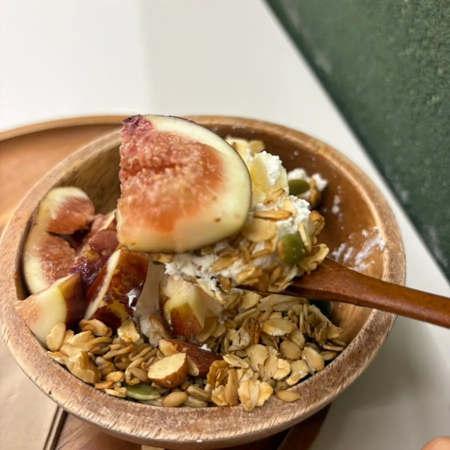 A spoonful of thick Greek yogurt