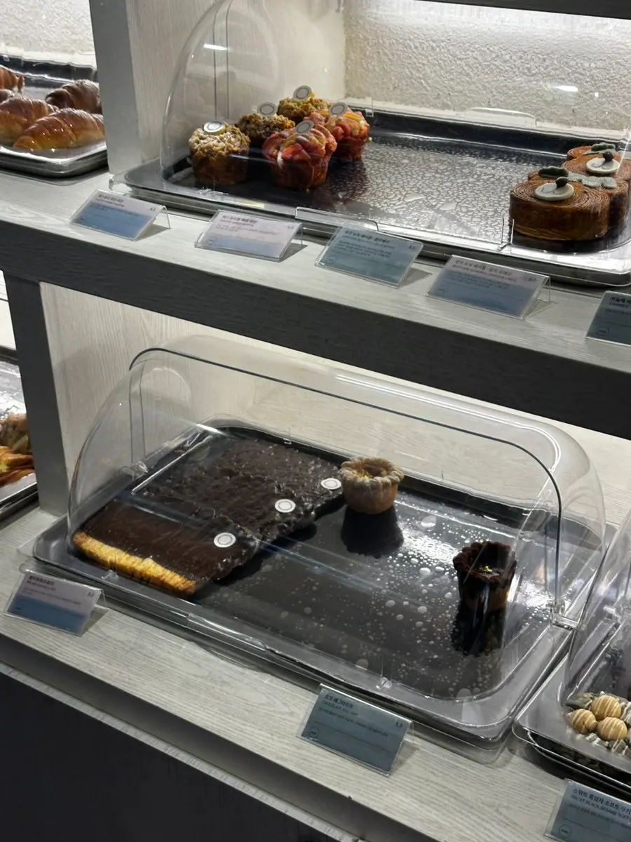 Display case of vegan pound cakes