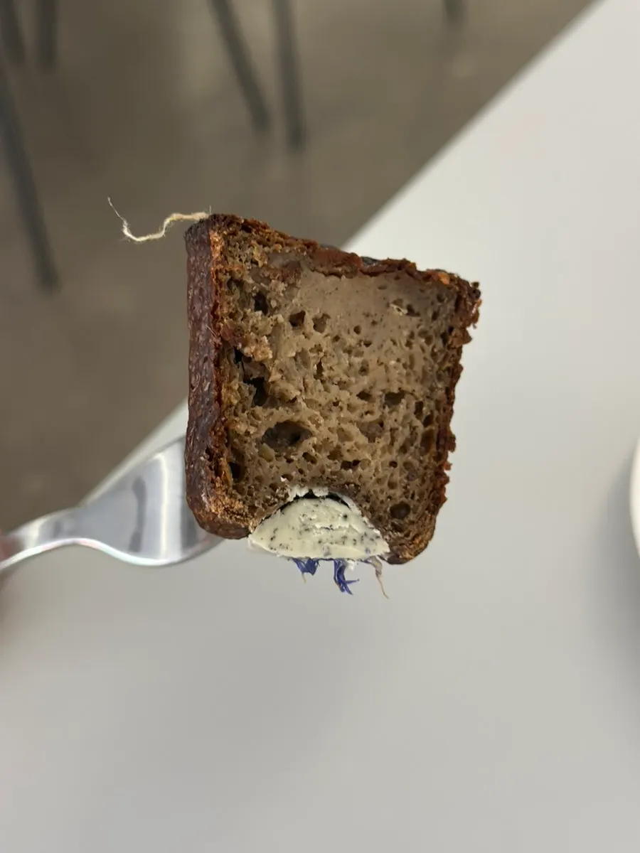 Cross-section of the canelé cut in half