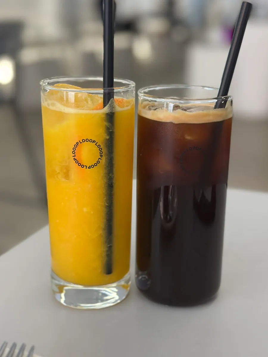 Iced americano and orange juice