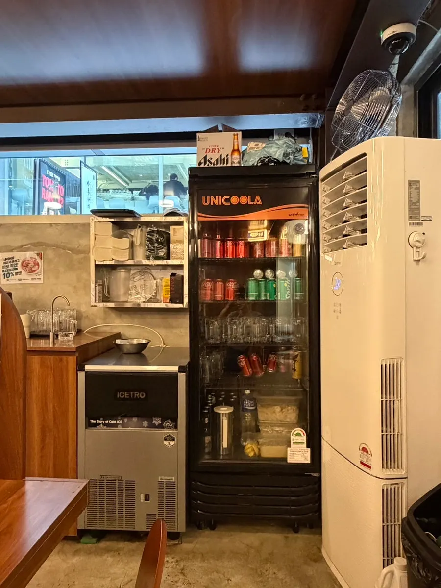 Seating inside the modern-style Seongsu ramen restaurant